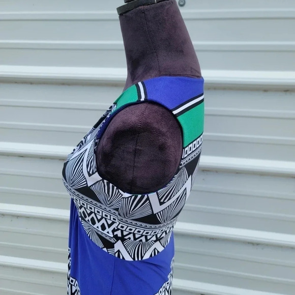 CHICO'S Sexy and Slimming Long Maxi Dress Beautiful Blue Green Blk NWT Sz 0 S(4) - Picture 7 of 13